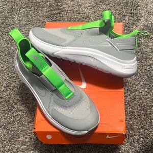 Nike Gray and Green Slip-On Sneakers (big kid) Brand new